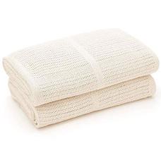 Bloomsbury Mill - 2-Pack 100% Algodão Orgânico Celular Baby Blankets with Gifting Ribbon - Soft, All Natural & Breathable - Berçário / Carrinho / Bassinet / Berço - Creme