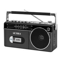 Bluetooth Boombox Victrola Mini com leitor de cassetes cinza