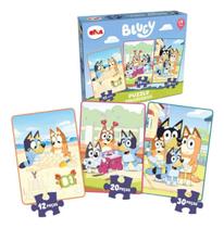 Bluey E Bingo 3 Quebra Cabeça Progressivos 12, 20 E 30 Peças Bluey E Bingo 3 Quebra Cabeça Progressivos 12, 20 E 30 Peças