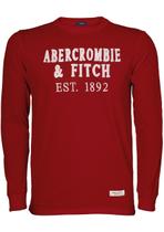 Blusa Abercrombie Masculina Manga Longa Muscle Est. 1892 Vermelha