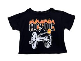 Blusa Ac/Dc Blusinha Camiseta Cropped Blusa de Rock Feminina Sf391