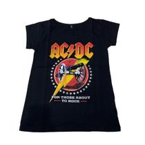 Blusa Ac/Dc Camiseta Blusinha Baby Look Feminina Sfm900 SFM345