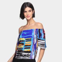Blusa Água Viva Ombro A Ombro Color Block Feminina