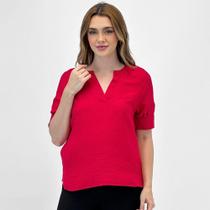 Blusa Aishty Manga Curta Decote V Feminina