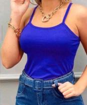Blusa Alça Canelada com Bojo Lisa azul