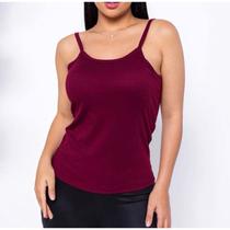 Blusa alça fina canelado com bojo feminina casual