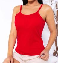 blusa alça fina canelado feminino com bojo elegante