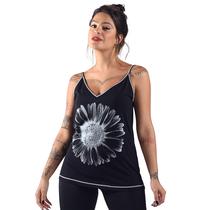 Blusa alça fina estampa sunflower