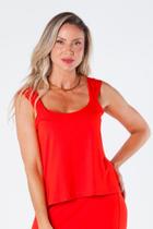 Blusa Alça Larga com Detalhes e Pequena Abertura na Lateral da Barra Vermelho Milena Blusa Alça Larga com Detalhes e Pequena Abertura na Lateral da Barra Vermelho Milena