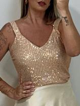 Blusa alça paetê dourada (ar24-2675)