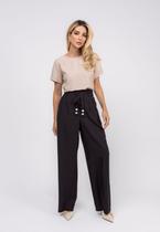 Blusa Alfaiataria Básica Manga Curta Bege Salvatore