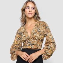 Blusa All Is Love Paisley Cropped Decote V Feminina