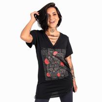 Blusa Alongada Estampa Caveira Jornal Moda Rock Feminina Blusa Alongada Estampa Caveira Jornal Moda Rock Feminina