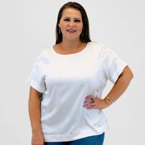 Blusa Alpelo Plus Size Manga Curta com Botões Feminina