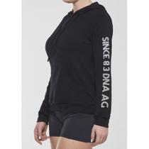 Blusa Alto Giro Manga Longa Sport Fleece Com Capuz e Macramê