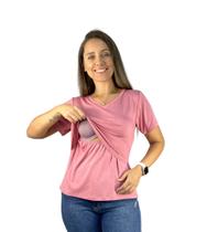 Blusa Amamentação Diversas Cores Premium Gola V T-shirt Gestante Amamentar Manga Curta