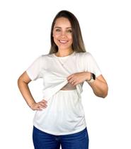 Blusa Amamentação Diversas Cores Premium T-shirt Gestante Amamentar Manga Curta - Conch