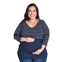 Blusa Amamentação Plus Size Manga 3/4 em Viscolycra Linda Gestante Blusa Amamentação Plus Size Manga 3/4 em Viscolycra Linda Gestante