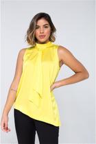 Blusa Amarração Gola Amarelo Lume