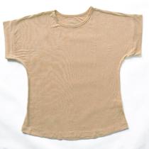 Blusa ampla feminina, basic+, em malha viscose com elastano, referencia b984 na cor areia