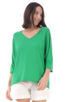 Blusa Ampla Morcego Malha Verde Light - G - Veste do 44 ao 46