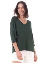 Blusa Ampla Morcego Malha Verde Musgo - P - Veste do 38 ao 40