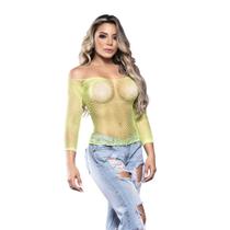 Blusa Arrastão com Strass Manga Longa Yaffa - Y2092 Blusa Arrastão com Strass Manga Longa Yaffa - Y2092