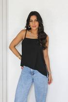 Blusa Assimétrica Em Crepe Duna Com Alças Finas Elegante