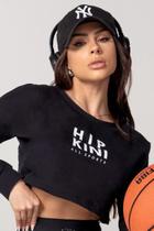 Blusa athleisure preta de moletom hipkini Blusa athleisure preta de moletom hipkini