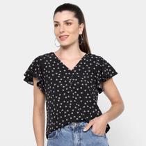 Blusa Ayaka Decote V Botões Babados Feminina