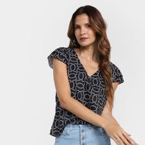 Blusa Ayaka Estampada Decote V Feminina
