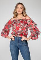 Blusa Babados Eco Flower Guess