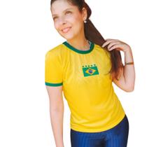 Blusa Baby Look Brasil Thainah Feminina Amarela Baby Look