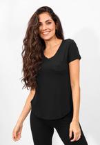 Blusa Baby Look com Bolso Malha Preto - G - Veste do 44 ao 46