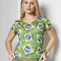 Blusa Baby Look Feminina Brasil T-Shirt Suplex Premium -