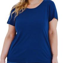 Blusa Baby Look Feminina Gola Redonda Plus Size T-shirt Lisa Básica 3013.C1