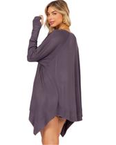 Blusa Barra Assimétrica e Manga Longa em Viscose Rosa Santa