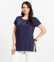 Blusa Básica Alongada Feminina Rovitex Azul