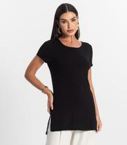 Blusa Básica Alongada Feminina Rovitex Preto Blusa Básica Alongada Feminina Rovitex Preto