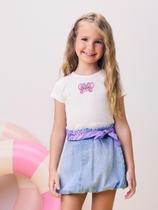 Blusa Básica Com Aplique Angel do Stitch Momi