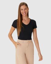Blusa Básica Feminina Decote V Em Algodão