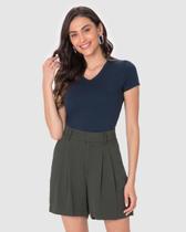 Blusa Básica Feminina Decote V Em Algodão