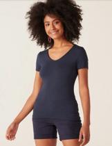 Blusa Básica Feminina em Viscose Stretch Conforto Decote V Baby Look - Malwee