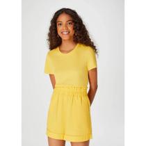 Blusa Básica Feminina Manga Curta Amarelo Hering