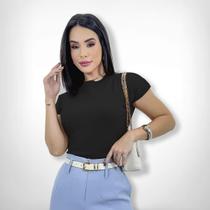 Blusa Basica Feminina Manga Curta Tricot Modal Social
