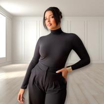 Blusa Básica Feminina Manga Longa Cacharrel Gola Alta Blusa Básica Feminina Manga Longa Cacharrel Gola Alta