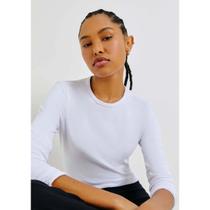 Blusa Básica Feminina Manga Longa Slim G - Branco Herng Blusa Básica Feminina Manga Longa Slim G - Branco Herng