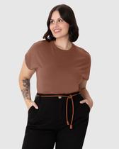 Blusa Básica Feminina Plus Size Abraço Em Malha Comfy Touch