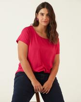 Blusa Básica Feminina Plus Size Decote Redondo Em Viscose Stretch
