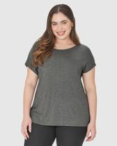 Blusa Básica Feminina Plus Size Manga Japonesa Em Viscose Stretch Blusa Básica Feminina Plus Size Manga Japonesa Em Viscose Stretch